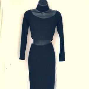 NWT Black Two Piece Crop Top and Midi Skirt size L